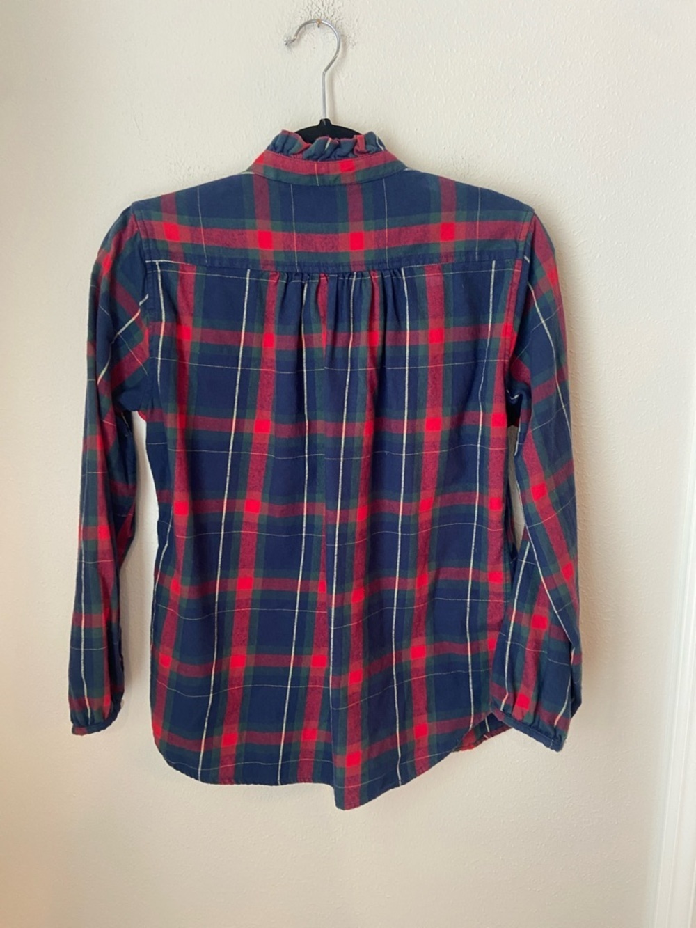 Trovata Michelle Plaid Blouse Birds of Paradis Ruffle Collar Cotton Top Size S - Picture 4 of 9